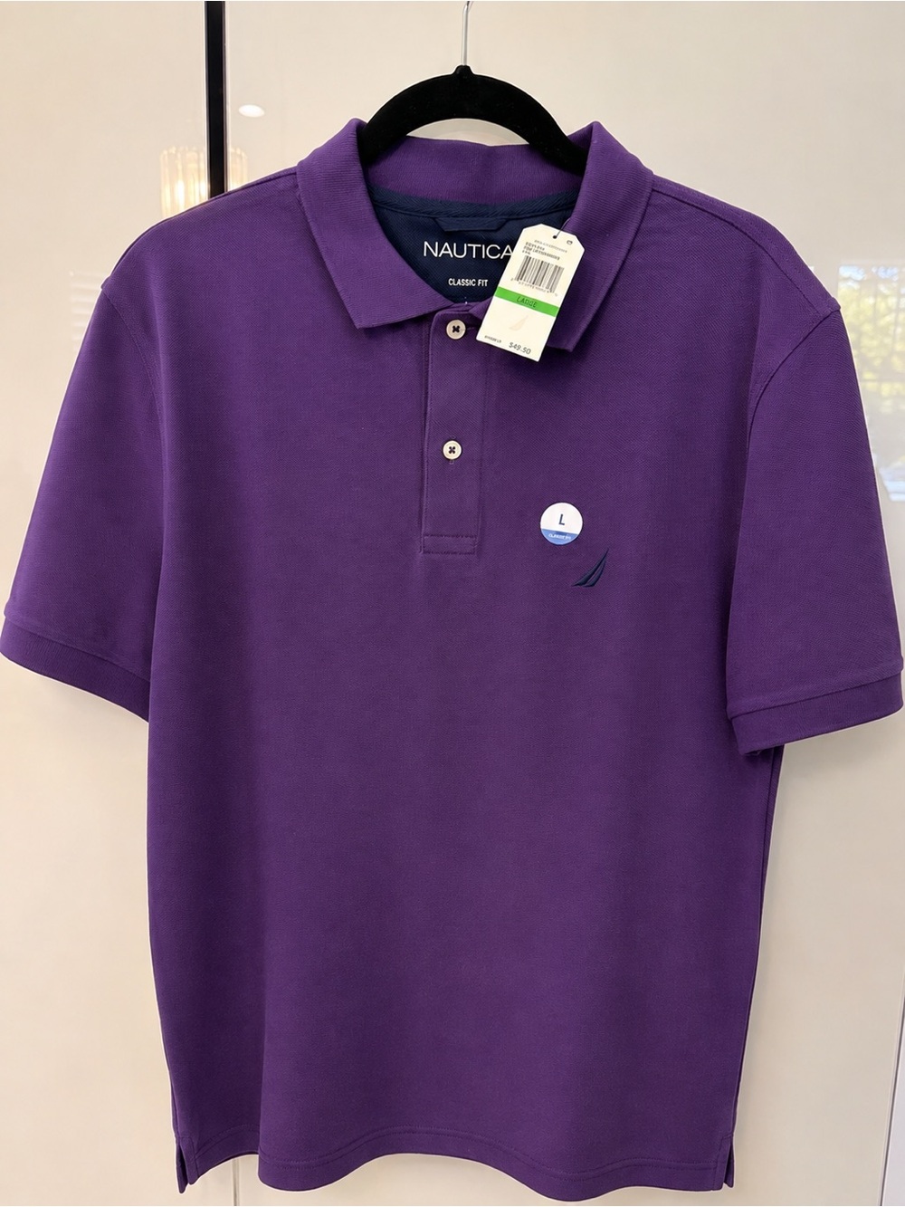 Nautica Classic Fit Polo Shirt - Purple size L NEW WITH TAGS